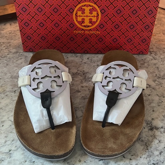 🤍💜 Tory Burch Miller Cloud Sandals 🖤🤍 - Picture 2 of 13